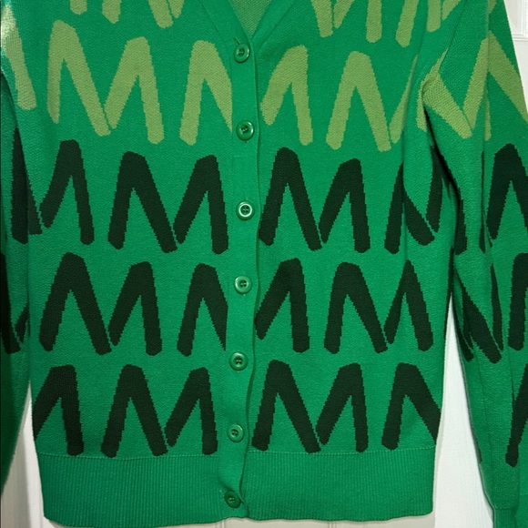 Milano Di Rouge Vibrant Green Cardigan with Black Accents - Picture 4 of 6